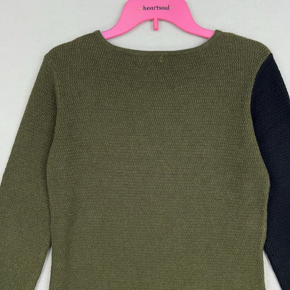 Lisa Todd Sweater Dress Womens Medium Green Black Colorblock Cashmere Twee - Picture 8 of 12